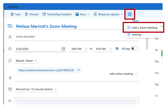 Add a zoom meeting